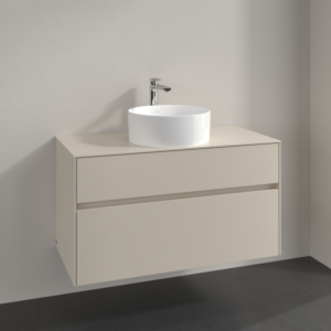 Villeroy and Boch Collaro vanity unit C038B0VN 100x54.8x50cm, washbasin in the middle, LED lighting 7.3 W, cashmere grey