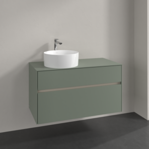 Villeroy et Boch Collaro meuble sous-vasque C039B0AF 100x54,8x50cm, meuble sous-vasque à gauche, éclairage LED 7,3 W, vert tendre