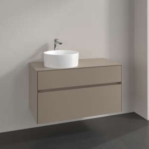 Villeroy und Boch Collaro Waschtischunterschrank C039B0VM 100x54,8x50cm, Waschtisch links, LED-Beleuchtung 7,3 W, taupe