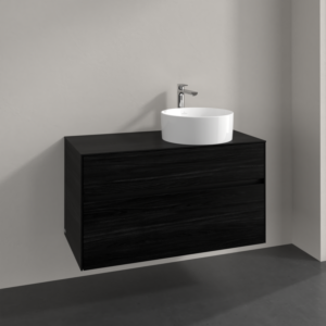 Villeroy und Boch Collaro Waschtischunterschrank C040B0AB 100x54,8x50cm, Waschtisch rechts, LED-Beleuchtung 7,3 W, black oak