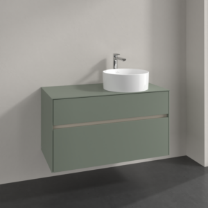 Villeroy et Boch Collaro meuble sous-vasque C040B0AF 100x54,8x50cm, meuble sous-vasque à droite, éclairage LED 7,3 W, vert tendre