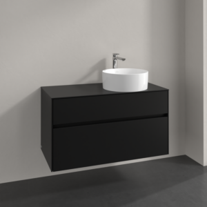 Villeroy und Boch Collaro Waschtischunterschrank C040B0VL 100x54,8x50cm, Waschtisch rechts, LED-Beleuchtung 7,3 W, volcano black