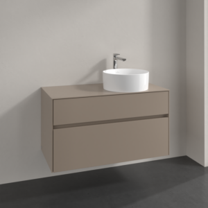 Villeroy and Boch Collaro vanity unit C040B0VM 100x54.8x50cm, washbasin right, LED lighting 7.3 W, taupe