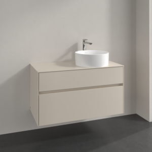 Villeroy and Boch Collaro vanity unit C040B0VN 100x54.8x50cm, washbasin right, LED lighting 7.3 W, cashmere grey