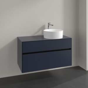 Villeroy und Boch Collaro Waschtischunterschrank C040B0VQ 100x54,8x50cm, Waschtisch rechts, LED-Beleuchtung 7,3 W, marine blue