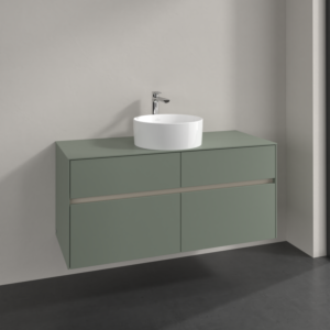 Villeroy et Boch Collaro meuble sous-vasque C041B0AF 120x54,8x50cm, vasque au milieu, éclairage LED 8,8 W, vert tendre
