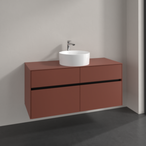 Meuble sous-vasque Villeroy et Boch Collaro C04100AH 120x54,8x50cm, vasque au milieu, bordeaux