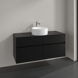 Villeroy und Boch Collaro Waschtischunterschrank C041B0VL 120x54,8x50cm, Waschtisch mittig, LED-Beleuchtung 8,8 W, volcano black