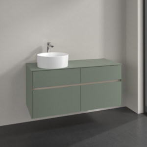 Villeroy et Boch Collaro meuble sous-vasque C042B0AF 120x54,8x50cm, meuble sous-vasque à gauche, éclairage LED 8,8 W, vert tendre