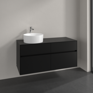 Villeroy und Boch Collaro Waschtischunterschrank C042B0VL 120x54,8x50cm, Waschtisch links, LED-Beleuchtung 8,8 W, volcano black