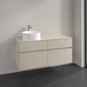 Villeroy and Boch Collaro vanity unit C04200VN 120x54.8x50cm, washbasin left, cashmere grey