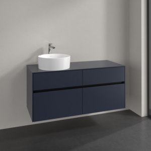 Villeroy und Boch Collaro Waschtischunterschrank C042B0VQ 120x54,8x50cm, Waschtisch links, LED-Beleuchtung 8,8 W, marine blue