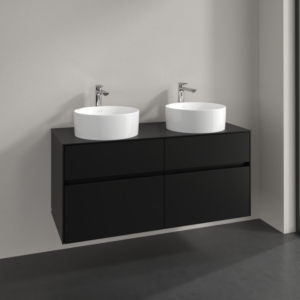 Villeroy und Boch Collaro Waschtischunterschrank C044B0VL 120x54,8x50cm, für 2 Waschtische, LED-Beleuchtung 8,8W, volcano black