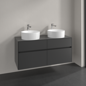 Villeroy et Boch Collaro meuble sous-vasque C044B0VR 120x54,8x50cm, pour 2 vasques, éclairage LED 8,8W, graphite