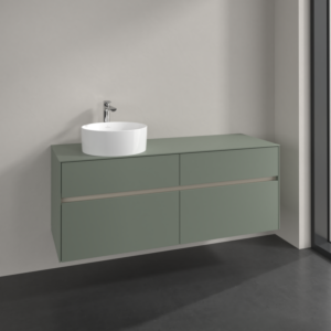 Villeroy and Boch Collaro vanity unit C046B0AF 140x54.8x50cm, washbasin left, LED lighting 10.4W, soft green