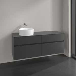 Villeroy et Boch Collaro meuble sous-vasque C046B0VR 140x54,8x50cm, meuble sous-vasque à gauche, éclairage LED 10,4W, graphite