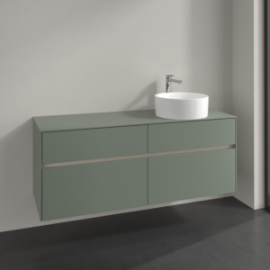 Villeroy and Boch Collaro vanity unit C047B0AF 140x54.8x50cm, washbasin right, LED lighting 10.4W, soft green