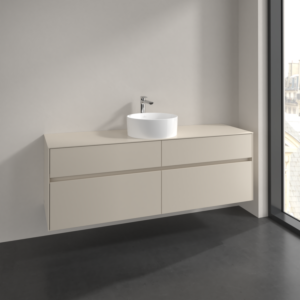 Villeroy and Boch Collaro vanity unit C04900VN 160x54.8x50cm, washbasin in the middle, cashmere grey