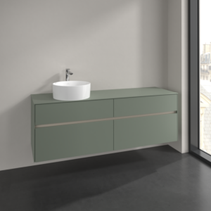 Villeroy and Boch Collaro vanity unit C050B0AF 160x54.8x50cm, washbasin left, LED lighting 12W, soft green