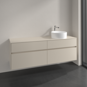 Villeroy und Boch Collaro Waschtischunterschrank C051B0VN 160x54,8x50cm, Waschtisch rechts, LED-Beleuchtung 12W, cashmere grey