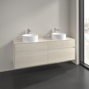 Villeroy et Boch Collaro meuble sous-vasque C052B0AA 160x54,8x50cm, pour 2 vasques, avec éclairage LED, chêne blanc