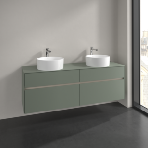 Villeroy and Boch Collaro vanity unit C05200AF 160x54.8x50cm, for 2 washbasins, soft green