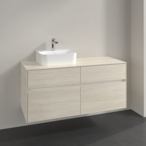 Meuble sous-vasque Villeroy et Boch Collaro C098B0AA 120x54,8x50cm, vasque à gauche, éclairage LED 8,8 W, chêne blanc