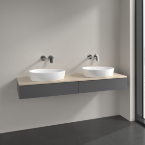Villeroy and Boch Antao vanity unit K17013GK 160x19x50cm, vanity top color botticino, anthracite matt lacquer