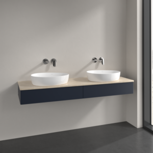 Villeroy und Boch Antao Waschtisch-Unterschrank K17013HG 160x19x50cm, Waschtischplattenfarbe botticino, midnight blue matt lacquer