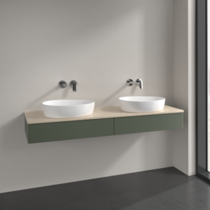 Villeroy und Boch Antao Waschtisch-Unterschrank K17013HL 160x19x50cm, Waschtischplattenfarbe botticino, leaf green matt lacquer