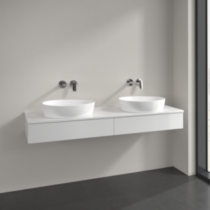 Villeroy et Boch Antao meuble sous-vasque K17050GF 160x19x50cm, trou pour robinetterie, plaque de lavabo laqué couleur, laqué blanc brillant