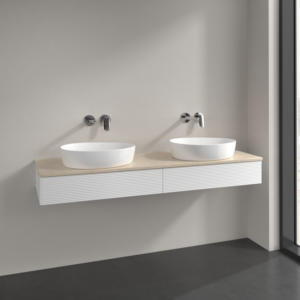 Villeroy und Boch Antao Waschtisch-Unterschrank K17113MT 160x19x50cm, Waschbeckenplattenfarbe botticino, white matt lacquer