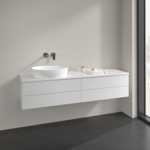 Villeroy et Boch Antao meuble sous-vasque K26150GF 160x36x50cm, trou pour robinetterie, plaque de lavabo laqué couleur, laqué blanc brillant