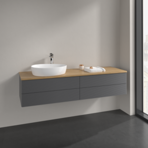 Villeroy und Boch Antao Waschtisch-Unterschrank K26151GK 160x36x50cm, Hahnlochbohrung, Waschbeckenplattenfarbe honey oak, anthracite matt lacquer