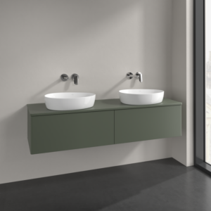 Villeroy und Boch Antao Waschtisch-Unterschrank K39010HL 160x36x50cm, Waschbeckenplattenfarbe Lack, leaf green matt lacquer