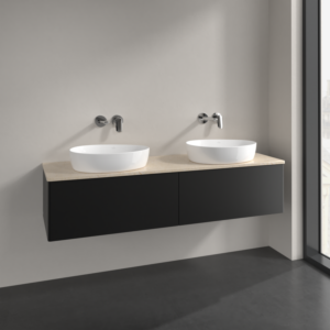 Villeroy und Boch Antao Waschtisch-Unterschrank K39013PD 160x36x50cm, Waschbeckenplattenfarbe botticino, black matt lacquer