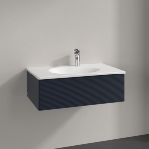 Villeroy und Boch Antao Waschtisch-Unterschrank L01100HG 78,8x25,6x49,6cm, mit Frontstruktur, midnight blue matt lacquer, Mit Beleuchtung