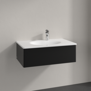 Villeroy und Boch Antao Waschtisch-Unterschrank L01100PD 78,8x25,6x49,6cm, mit Frontstruktur, black matt lacquer