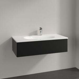 Villeroy et Boch Antao meuble sous-vasque L02000PD 98,8x25,6x49,3cm, sans structure frontale, laqué noir mat, avec éclairage