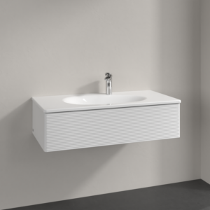 Villeroy et Boch Antao meuble sous-vasque L02100GF 98,8x25,6x49,3cm, avec structure frontale, laqué blanc brillant, avec éclairage
