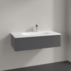 Villeroy et Boch Antao meuble sous-vasque L02100GK 98,8x25,6x49,3cm, avec structure frontale, laqué mat anthracite, avec éclairage