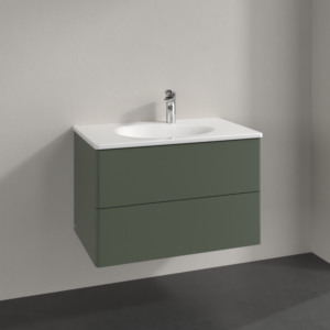 Villeroy und Boch Antao Waschtisch-Unterschrank L04000HL 78,8x50,4x49,6cm, ohne Frontstruktur, leaf green matt lacquer, Mit Beleuchtung