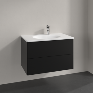 Villeroy et Boch Antao meuble sous-vasque L04000PD 78,8x50,4x49,6cm, sans structure frontale, laqué noir mat, avec éclairage