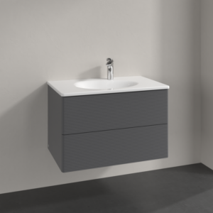 Villeroy und Boch Antao Waschtisch-Unterschrank L04100GK 78,8x50,4x49,6cm, mit Frontstruktur, anthracite matt lacquer, Mit Beleuchtung