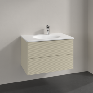 Villeroy et Boch Antao meuble sous-vasque L04100HJ 78,8x50,4x49,6cm, avec structure frontale, laqué mat gris soie, avec éclairage