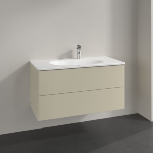 Villeroy und Boch Antao Waschtisch-Unterschrank L05000HJ 98,8x50,4x49,6cm, ohne Frontstruktur, silk grey matt lacquer, mit Beleuchtung