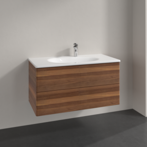 Villeroy und Boch Antao Waschtisch-Unterschrank L05000HM 98,8x50,4x49,6cm, ohne Frontstruktur, warm walnut, mit Beleuchtung