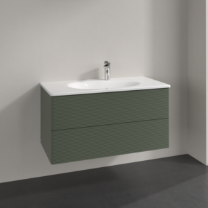 Villeroy and Boch Antao vanity unit L05100HL 98.8x50.4x49.6cm, with front structure, leaf green matt lacquer, with lighting
