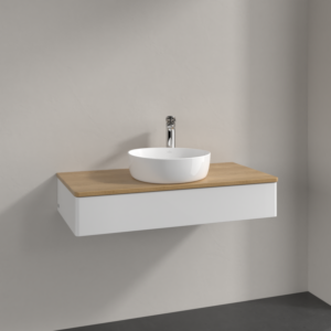 Villeroy und Boch Antao Waschtisch-Unterschrank L09051GF 100x19x50cm, Waschbeckenplattenfarbe honey oak, glossy white lacquer