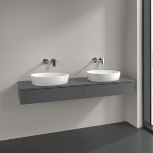 Villeroy et Boch Antao meuble sous-vasque L17010GK 160x19x50cm, plan vasque laqué couleur, laqué mat anthracite